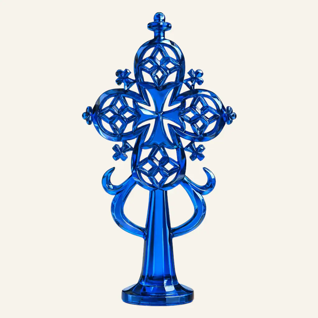 Axumite Crystal Cross Blue – devotional art by H O S Ä E N A